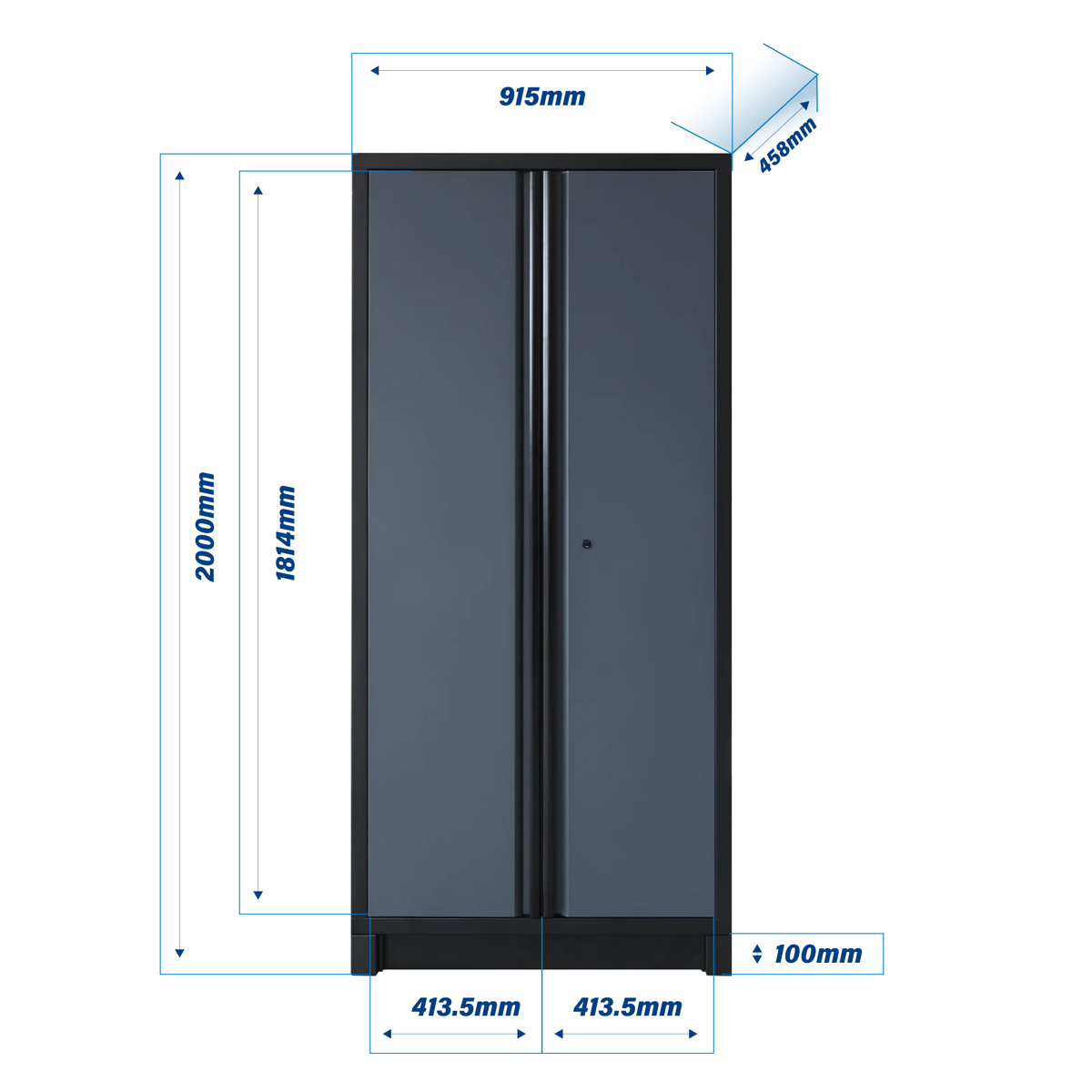 SGS Pro Heavy Duty Garage Storage System | Dual Powerstrip Cabinets | Tall Double Cabinet